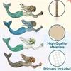 Yousheng 4 Pcs Wooden Mermaid Beach Wall Decor Rustic Nautical Swimming Mermaid Hanging Plaque Sign Coastal Mediterranean Wall Art for Home Farmhouse