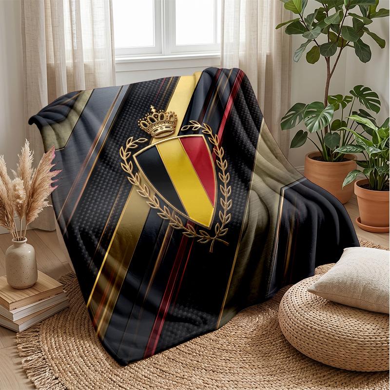 Belgium Football Printed Flannel Blanket Skin Friendly Warm Decorative Throw for Indoor Couch Bed Daily Use