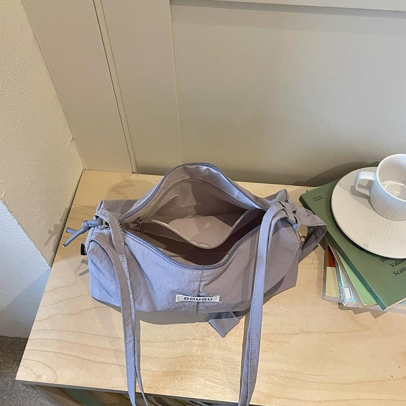 Casual Nylon Hobo Shoulder Bag with Zipper Closure Crossbody Purse for Women Daily Travel