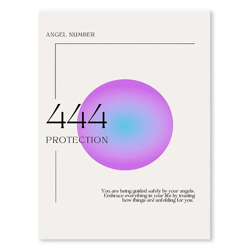 Gradient Spiritual Aura Angel Number Canvas Painting and Print Aesthetic Danish Pastel Poster Wall Art Picture Living Room Decor