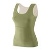 Women Winter Sleeveless Thermal Tank Top Basic Double Layer with Square Neck Warm Camisole Front and Back Pockets