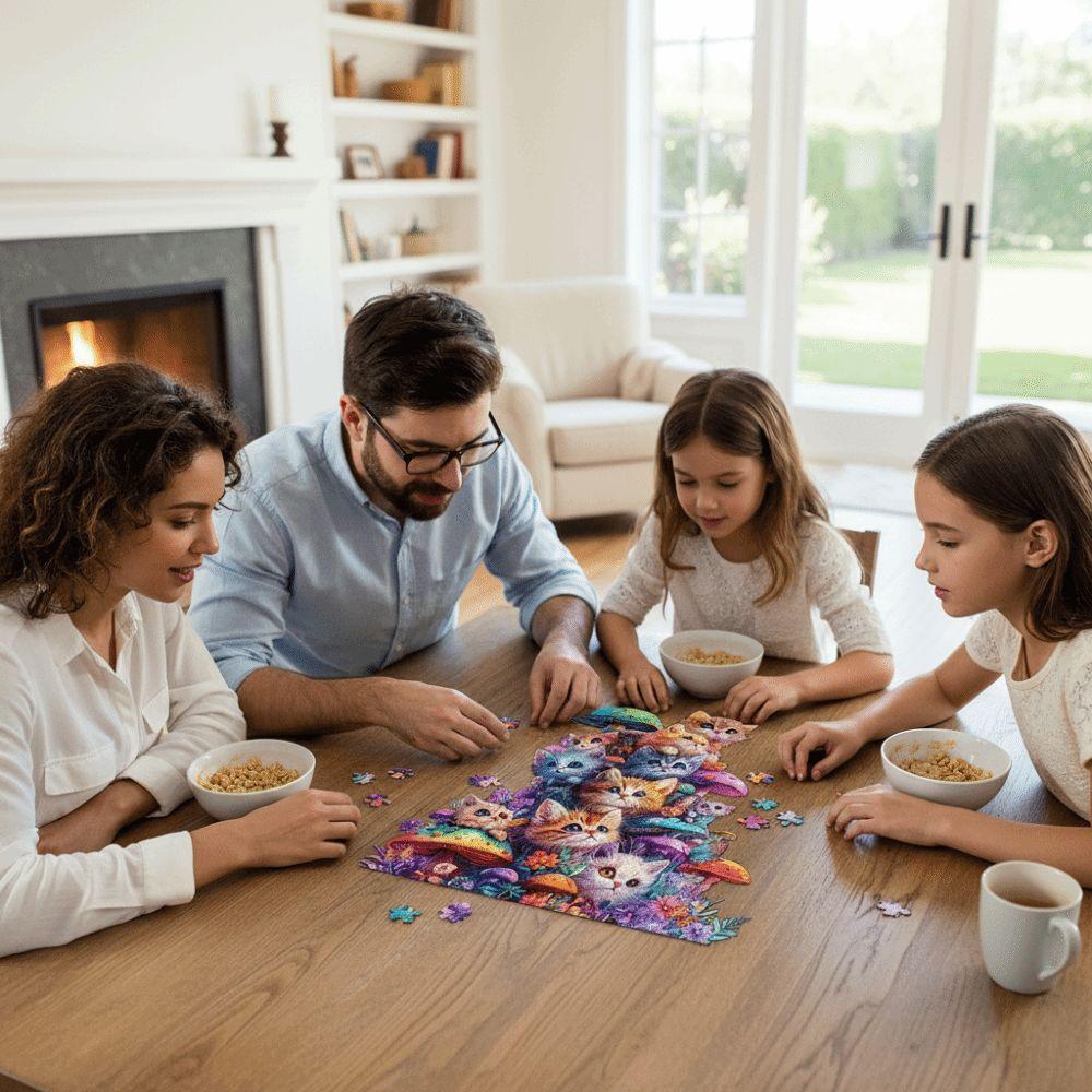 Animal Pattern Cat Puzzle Irregular Shape Cat Wooden Jigsaw Adult Wooden Puzzle Birthday Gift