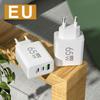 65W GaN Reise-Ladegerät EU-Stecker Dual USB C + USB A Port Schnelllade-Wandadapter Kompaktes Ladegerät für Telefon Laptop Tablet
