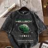 Vintage Washed Black T-Shirt Men Women Bitcoin Moon Space Print Streetwear Oversized Cotton Short Sleeve Tee