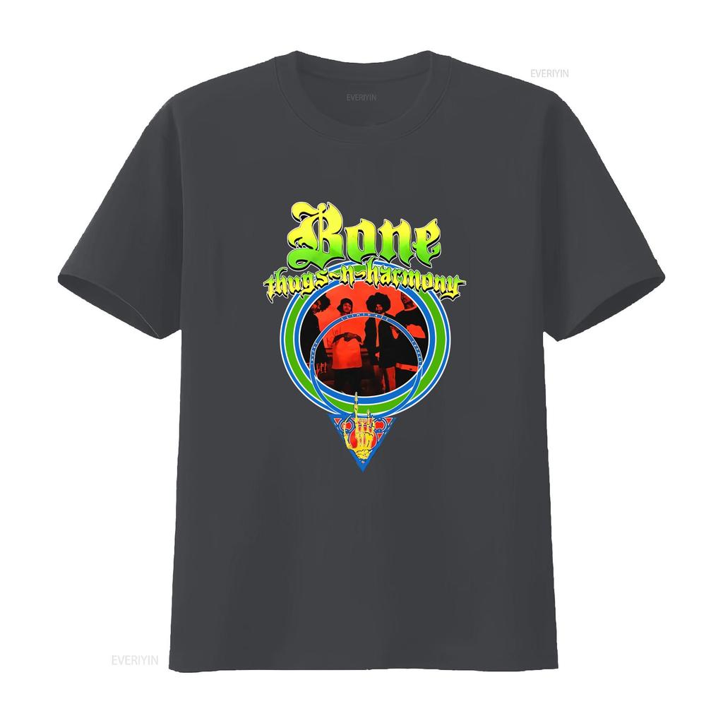 Authentisches BONE THUGS N HARMONY I E S Slim Fit T-Shirt Schwarzes Banddesign Vintage gewaschen Unisex Stilvoll Vielseitig Mann Leicht
