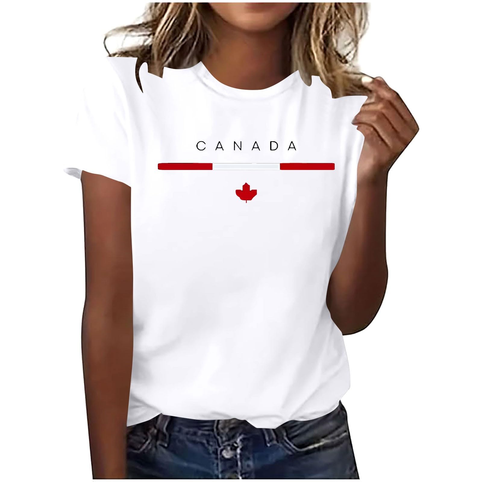 

Women s Fashion Casual Maple Leaf Print Top XL білий