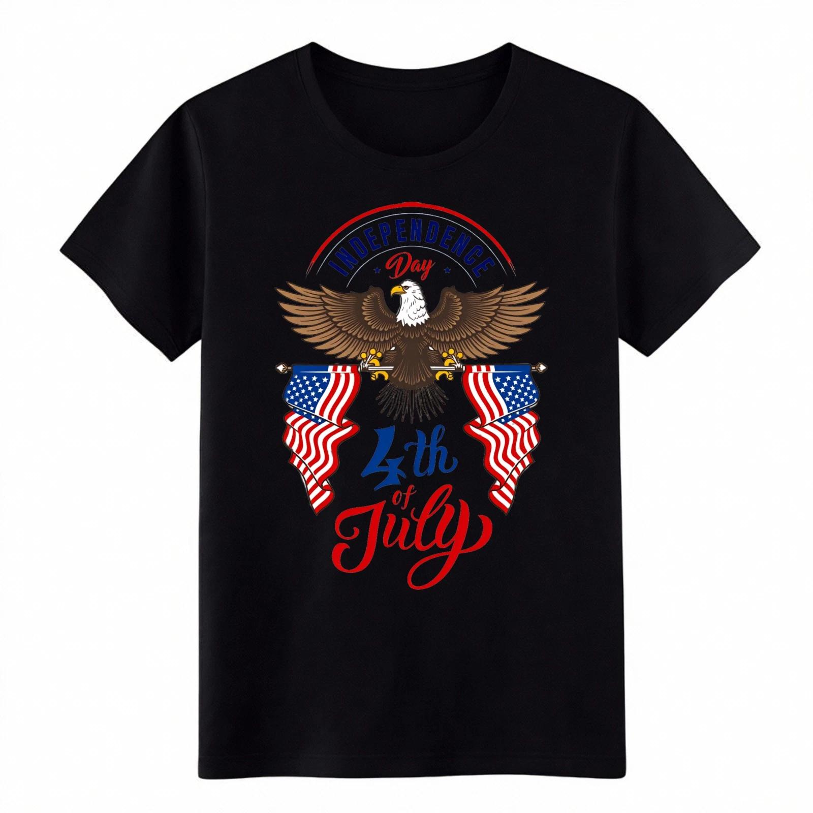 4th of July Bald Eagle USA Flag T-Shirt, Independence Day Patriotic Tee L