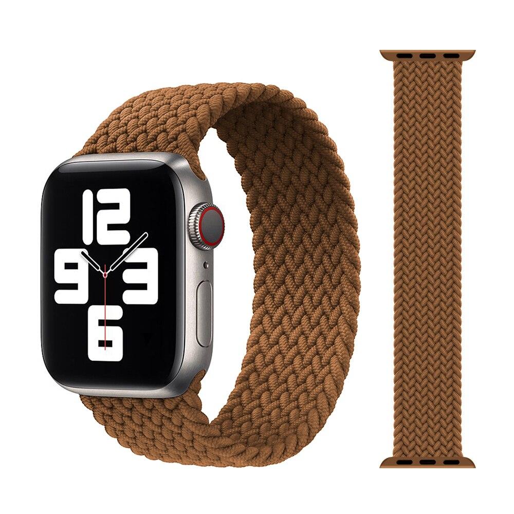 Fabric Braided Solo Loop Nylon Strap For Apple Watch 7 6 Band 44mm 40mm 38mm 42mm 41mm 45mm Elastic for iWatch Series 6 SE 5 4 3