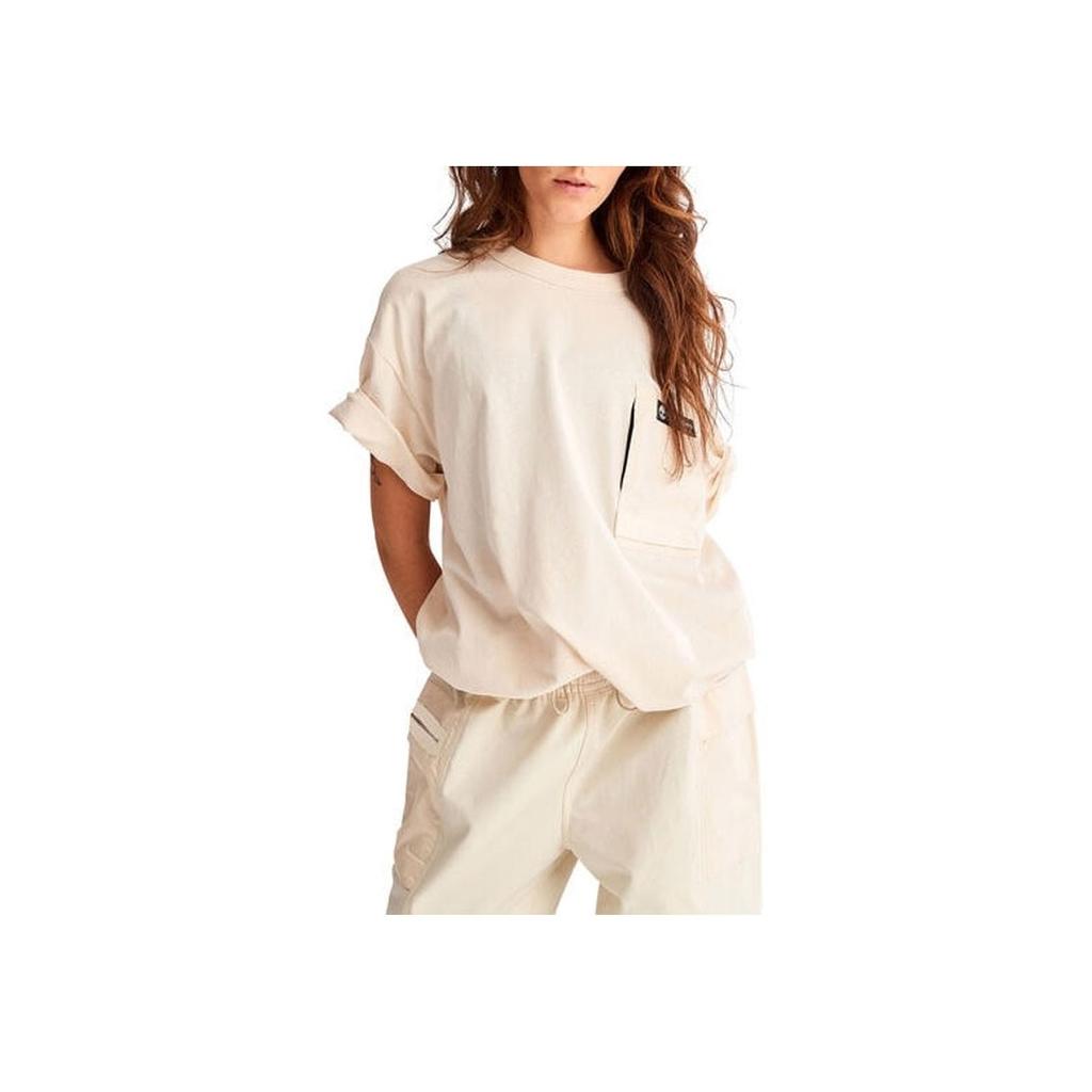 Timberland Solid Color Patch Pocket Round Neck Short Sleeve T-Shirt Unisex Tops Beige A5ZQ9-CR3