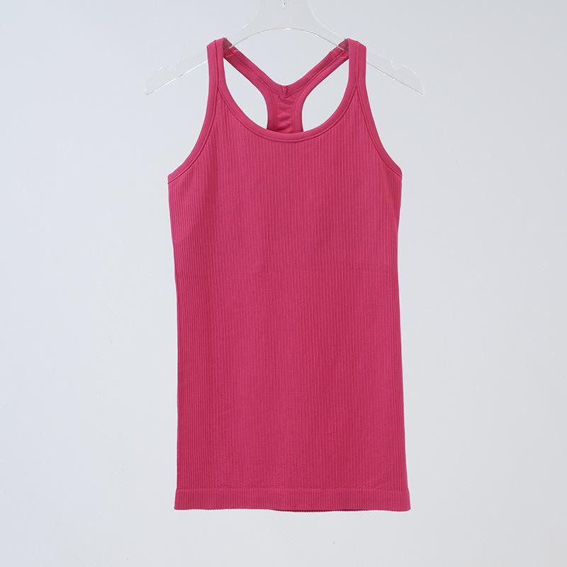 Dámská bezešvá žebrovaná pletená vesta na jógu s I-tvarovanými zády - úzké, vysoce elastické sportovní oblečení