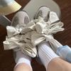 Cowhide version~ bow color matching round head German training shoes women's new versatile lace-up splicing casual Forrest Gump shoes board shoes