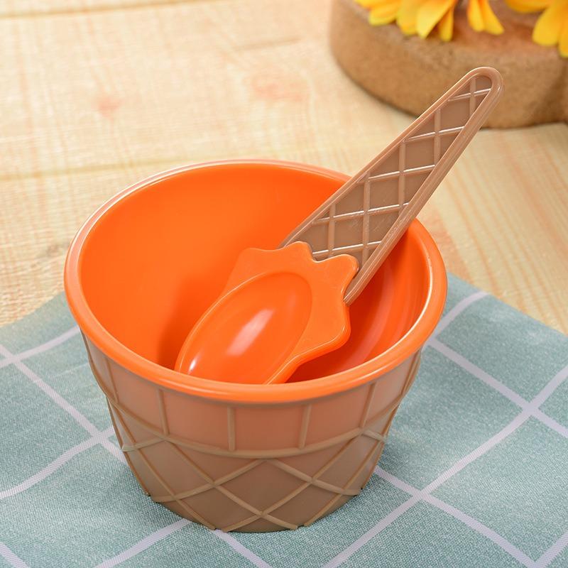 Ice Cream Bowl Set Ice Cream Spoon Bowl Tableware Set 1 Set (1 Cup + 1 Spoon) оранжевый
