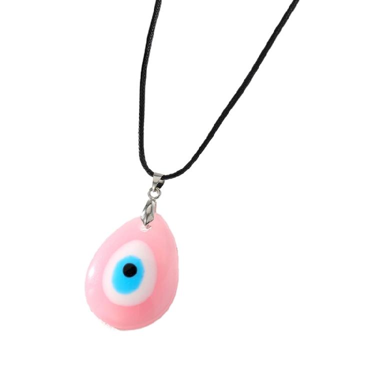 Trendy Blue Eye Necklace Eye Catching Resin Charm Necklace Pendant Necklace