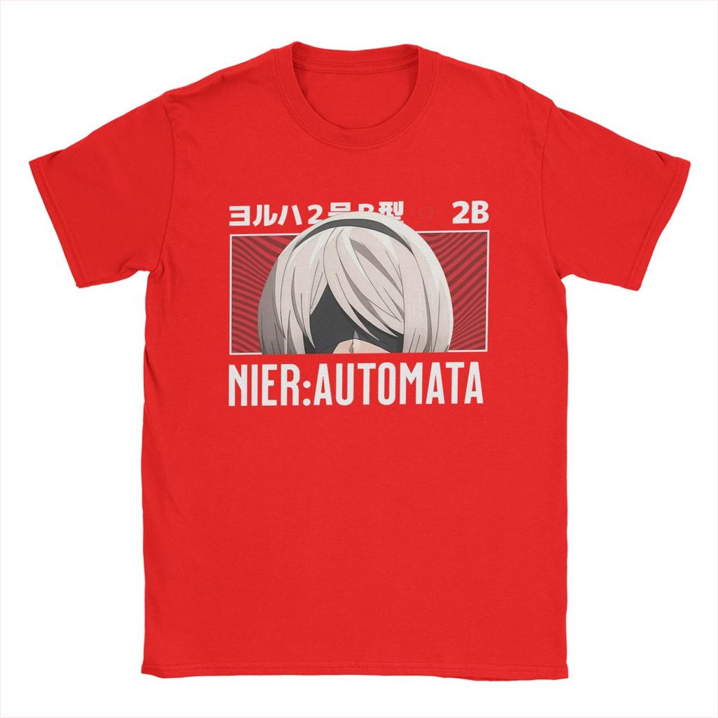 Herren Nier Automata 2B Peeker T-Shirt Anime 100% Baumwollkleidung Neuheit Kurzarm O-Ausschnitt T-Shirts Original T-Shirt