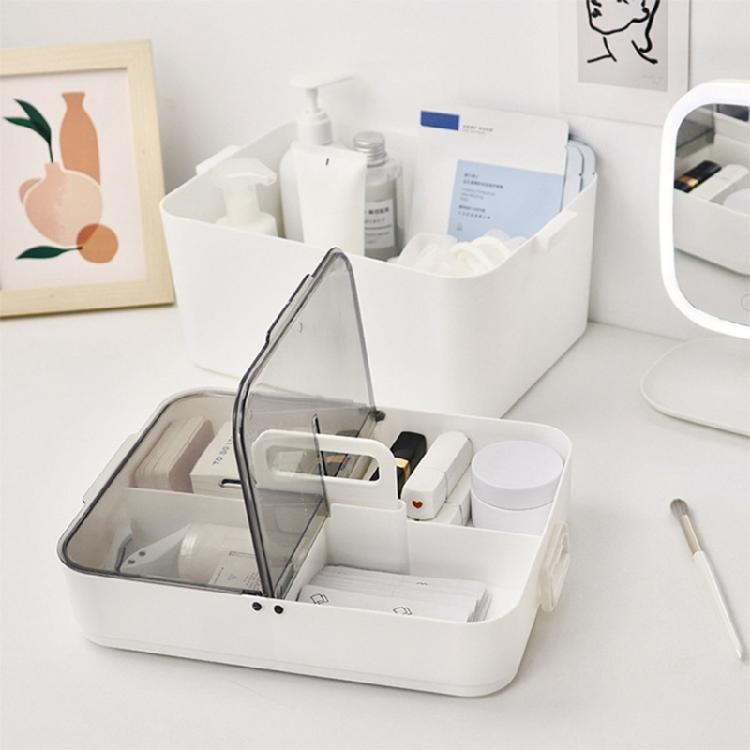 Plastic Storage Box 2 Tier Compartment Multifunctional Makeup Cosmetic Tolietry
