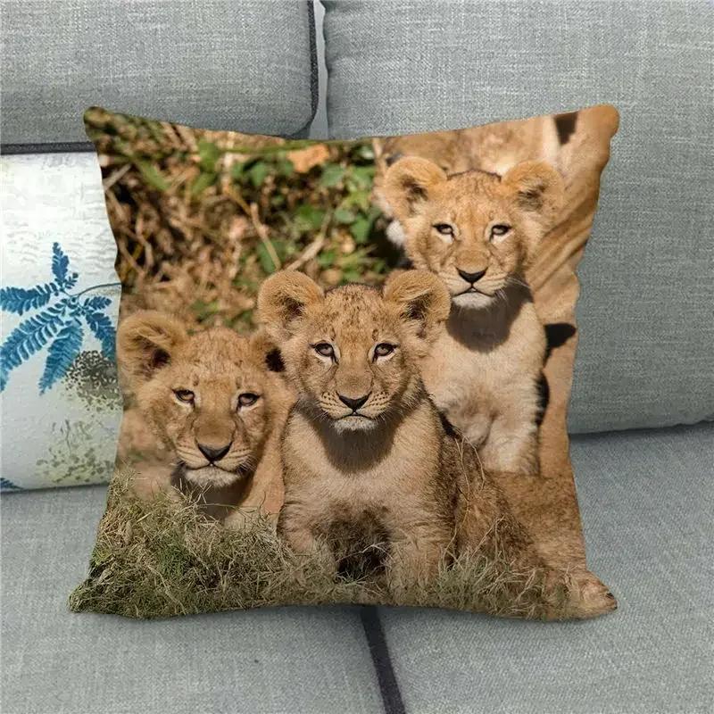 Lion Tiger Zebra pattern Double-sided Printed pillow cover Short plush Suitable living rooms bedrooms sofas throw cushion cover