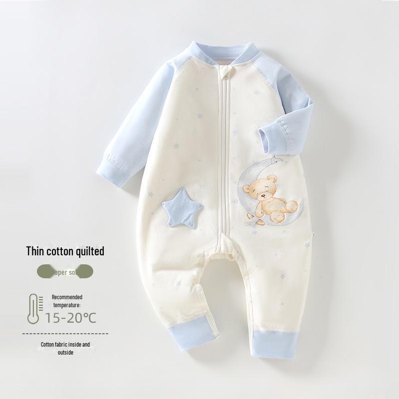 Autumn/Winter Baby Sleeping Bag: 40g Thin Cotton One-Piece Pajamas & Anti-Kick Quilt.
