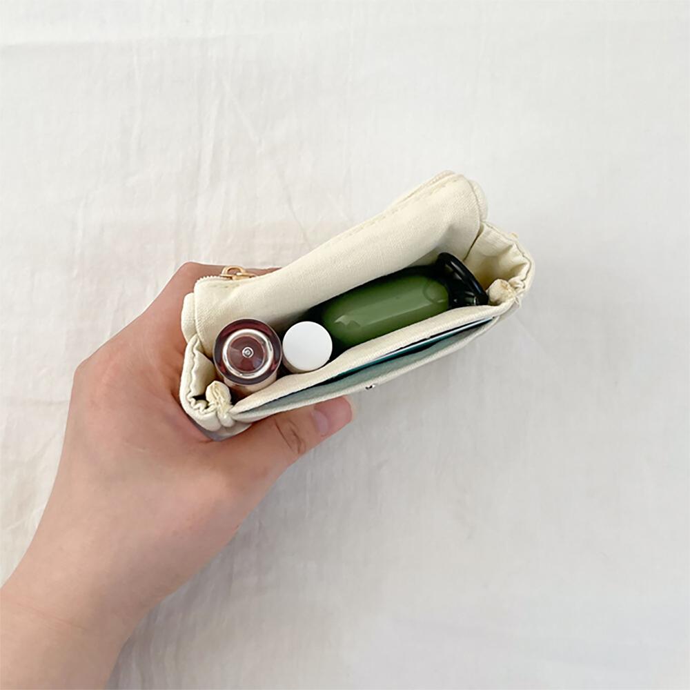 Mini Portable Canvas Coin And Card Holder, Simple Retro Headphone Bag, Simple Solid-Color Wallet And Card Storage Bag, Cute Smal