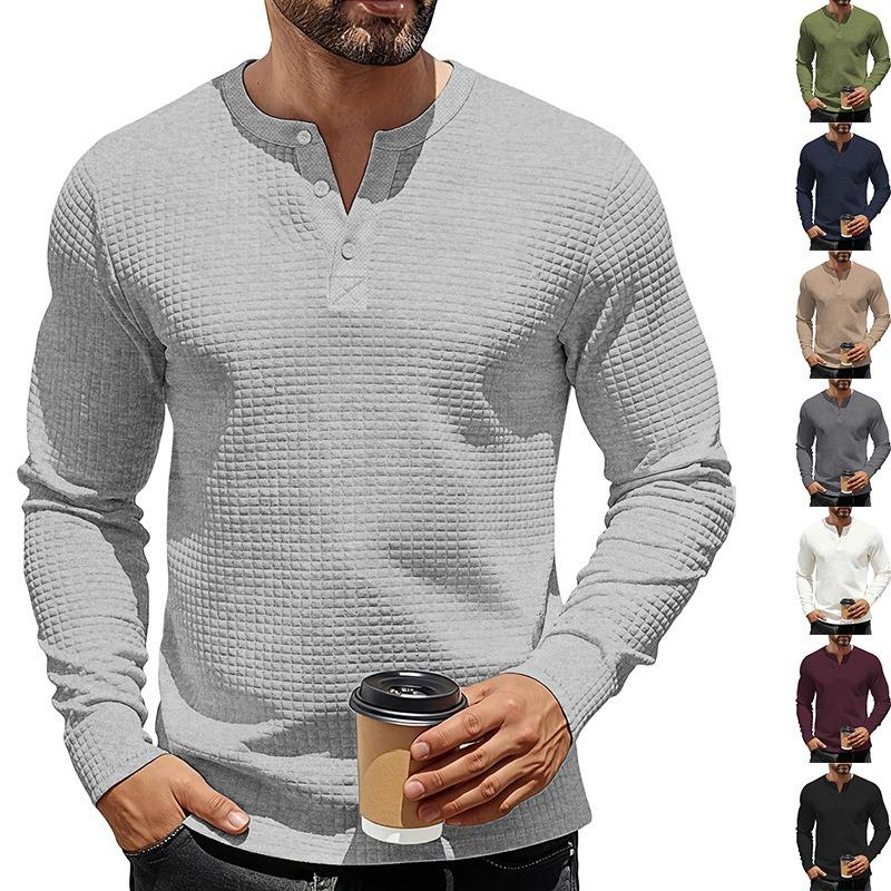 American Style Mens Long Sleeve Hoodless Jacquard Slim Fit Vintage Sweatshirt