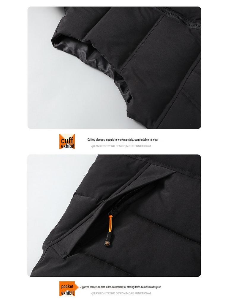 Herren Plus Size Color Block Baumwollweste mit abnehmbarer Kapuze - Herbst/Winter Lässige Weste