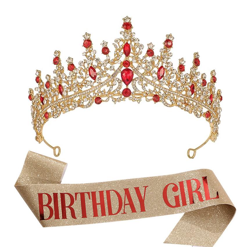 Luxury Crystal Crown & Sash Set for Birthday Girl