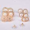 6 Pair/Lot Simulated Pearl Hollow Gold Color Flower Accessories Jewelry Earring Sets Stud Earrings