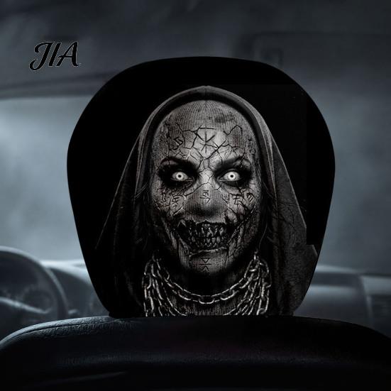 Anti-fouling Car Seat Protectors 2Pcs Ghost Face Headrest Covers, Halloween Horror Decorations, Easy Installation Sleeves Universal Fit Washable