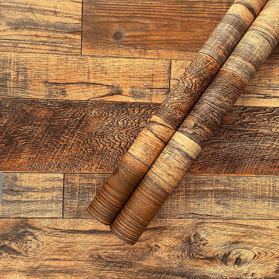 Imitation Wood Grain Self-adhesive Wallpaper Restaurant Living Room Bedroom Background Wall Decoration Stickers PVC Wallpaper