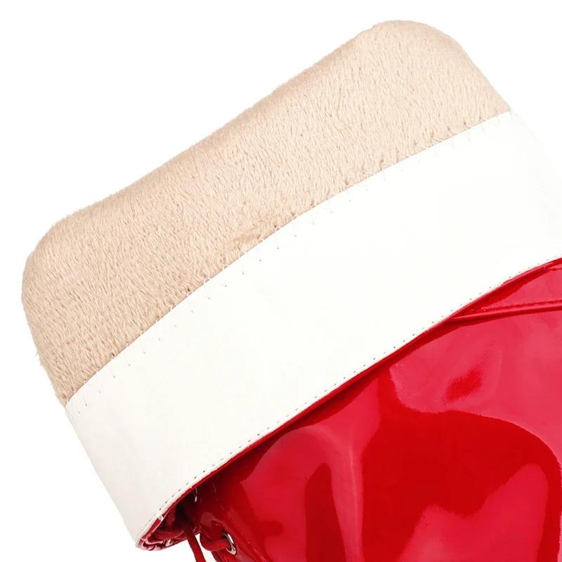 Női Szexi Keresztkötött Combcsizma Spitze Orrvédő Vékony Magassarkú Térd Fölötti Csizma Lakkbőr Cipő Nő 33-46