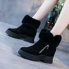 Fashion Fleece-lined Zipper Snow Boots for Women Platform Round Toe Booties on Promotion Work Padded Chic and Elegant Hot Woman Shoes