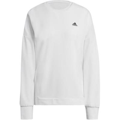 Back Print Side Slit Crew Neck Sweatshirt Women Sweatshirt Bright-White H67196