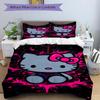 3pcs Cute and Fashion Hello Kitty Bedding Set Includes Quilt Cover and Pillowcases, Suitable for All Seasons, Machine Washable Ideal Gift S009