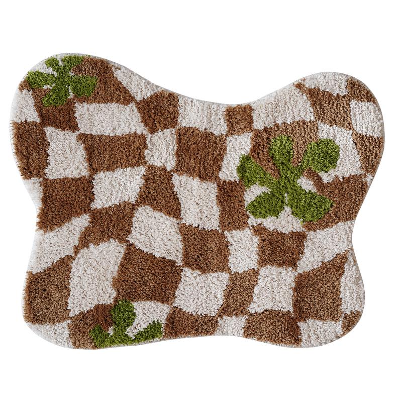 

Irregular Grids Bathroom Mat Soft Fluffy Entrance Carpet Area Floor Pad Doormat Bedroom Aesthetic Home Room Decor 55x70cm 40x60CM
