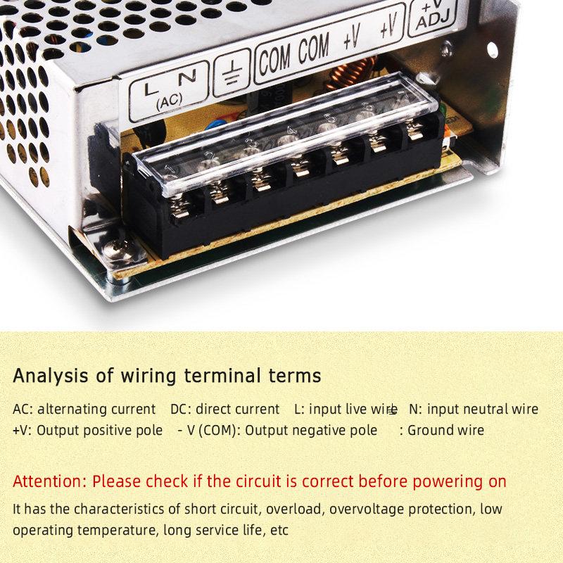 220V to 12V/24V/5V Switching Power Supply, 2A-20A High-Power Transformer for LED Strips & Monitoring Systems