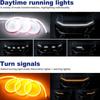 12V Yellow White Dynamic LED Daytime Running Light Strip For Car Universal Auto Headlight Strips Scan Car Hood Decorative Light