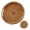 Farmhouse Rattan Woven Tray Hand-Woven Tray Versatile Functionality Built-in Handles Convenient Storage Solution
