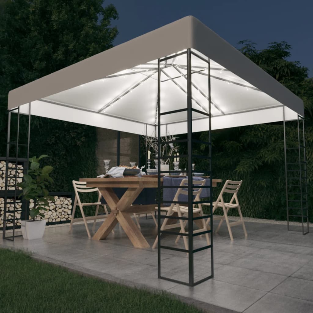 Garden Gazebo with LED String Lights 3x3 M White