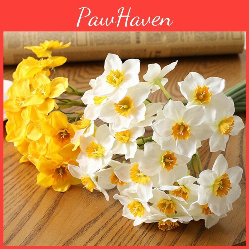 Helles und schönes 6-teiliges Seiden-Narzissen-Osterglocken-Blumenarrangement für jeden Raum