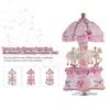 Luxury Dream 3 Horse Rotating Carousel Merry Go Round Windup Music Carousel with Colorful Color Change LED Luminous