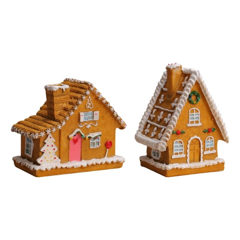 

Durable Resin Christmas Village House LED Lighted Decoration Holiday Ornament For Tabletop Festival Tiny Scene 1