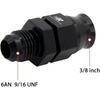 6AN Male Flare To 3/8" Fuel Hardline Tube Fitting Adapter Connector Aluminum Alloy Black Anodized 2Pcs