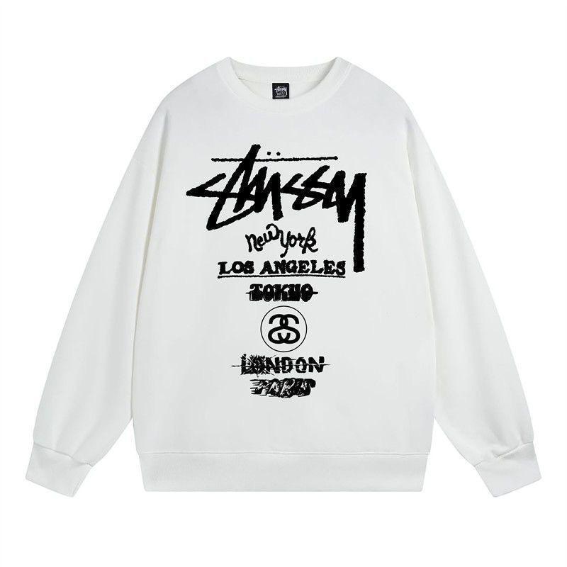 Sudadera Unisex con Estampado Stusy de Algodón Puro con Cuello Redondo - Estilo Moderno, Holgado y Casual