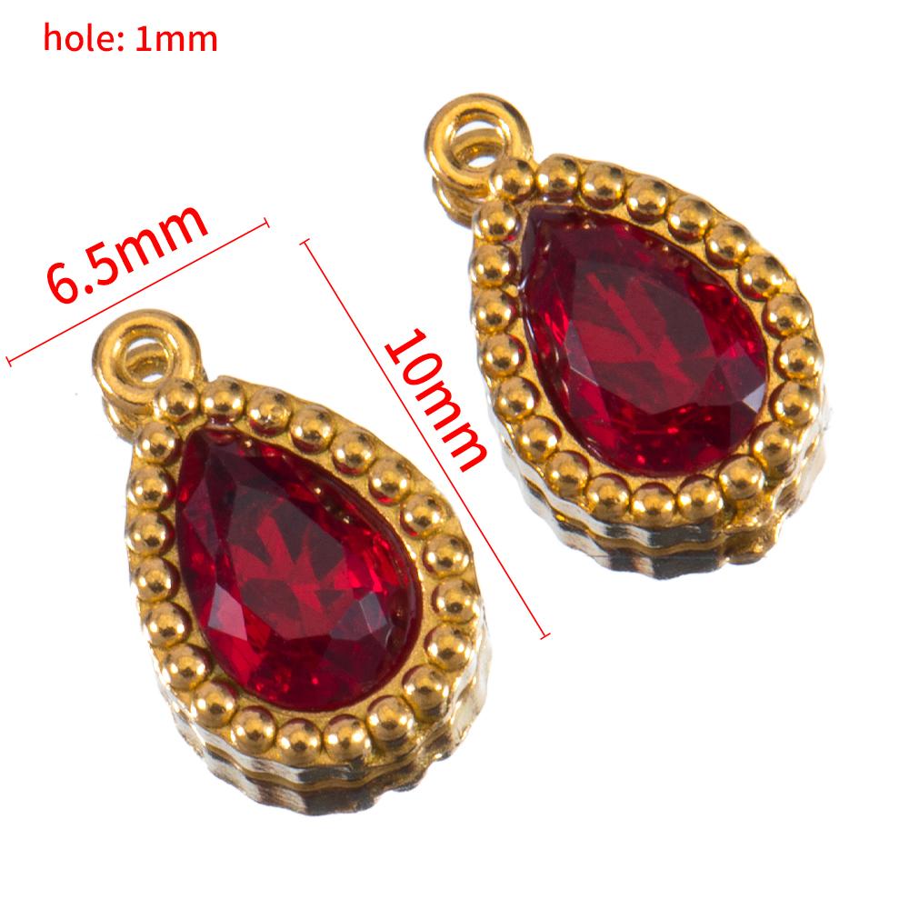 10pcs Stainless Steel Colorful Rhinestone Waterdrop Charms for Earrings Pendant Necklace DIY Jewelry Making Clothing Accessories