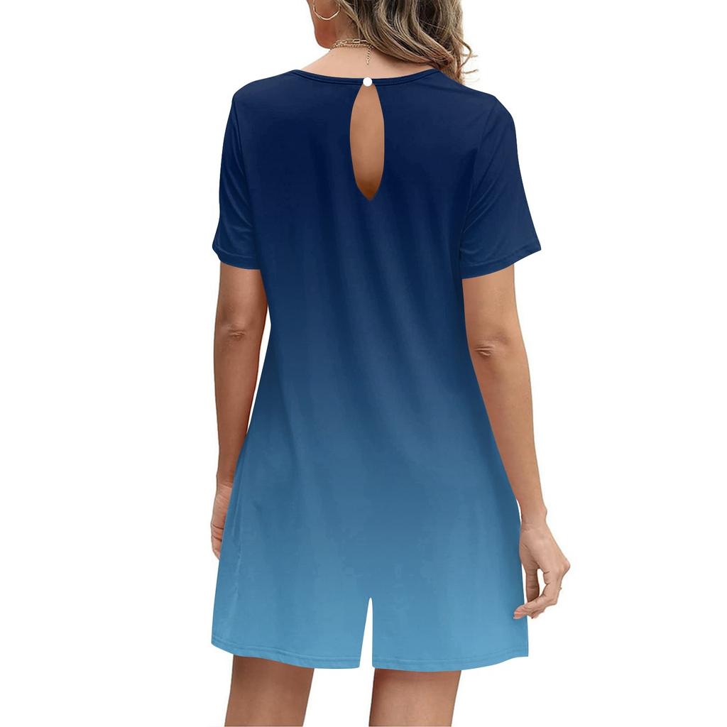 Womens Casual Short Sleeve Jumpsuit Fashion Top Jumpsuit Shorts Rompers With Pockets