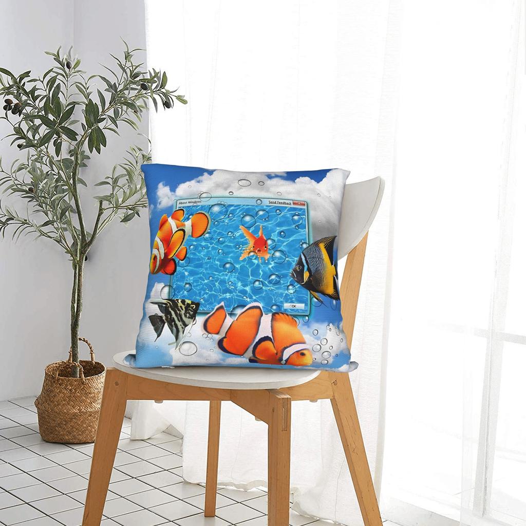 Swimming Frutiger Aero Fish Square Pillowcases Polyester Room Cushion Cover Creative Decor Pillow Cover 40*40