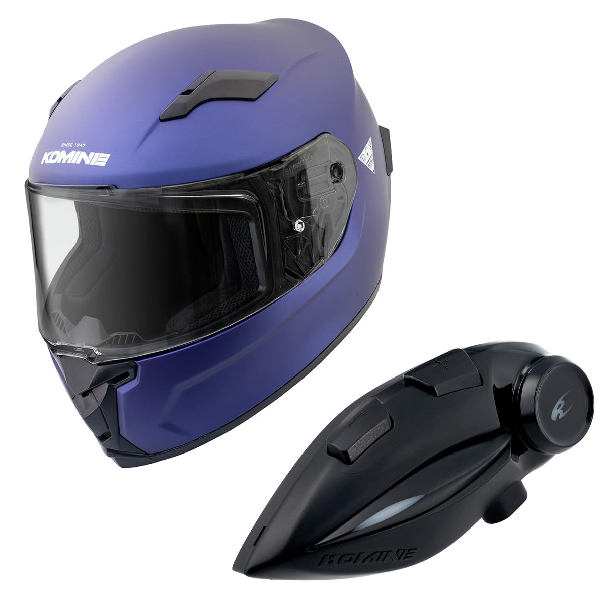 

KOMINE FL Full Face Helmet Motorcycle Intercom Mat Metal Blue M HK-170 + KK-902