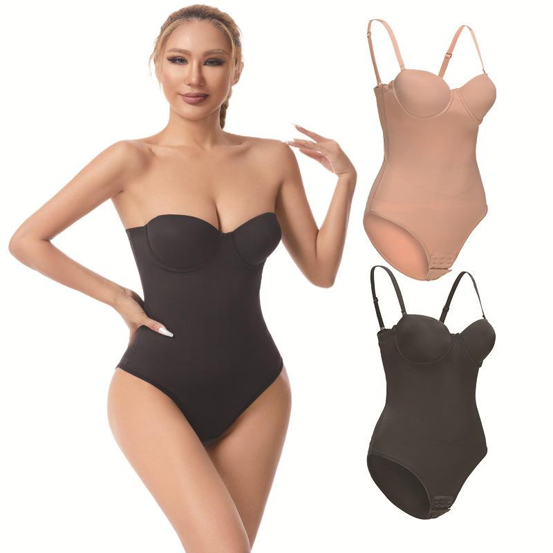 Strapless Bodysuit Zonder Rug met Ingebouwde Beha, X-vormige Buikcontrole & Open Kruis Ontwerp, Naadloze Full Body Shaper Voor Dames Lingerie, Grote Maten