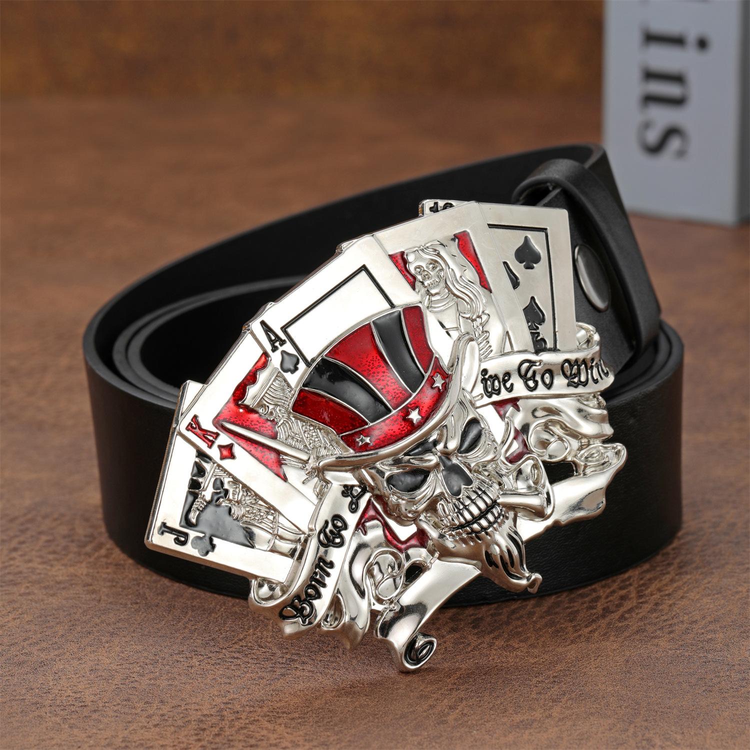 

Ремень мужской в стиле панк, забавный, с изображением черепа и ладони, гладкий, с пуговицами, с пуговицей, ремень из искусственной кожи 140cm