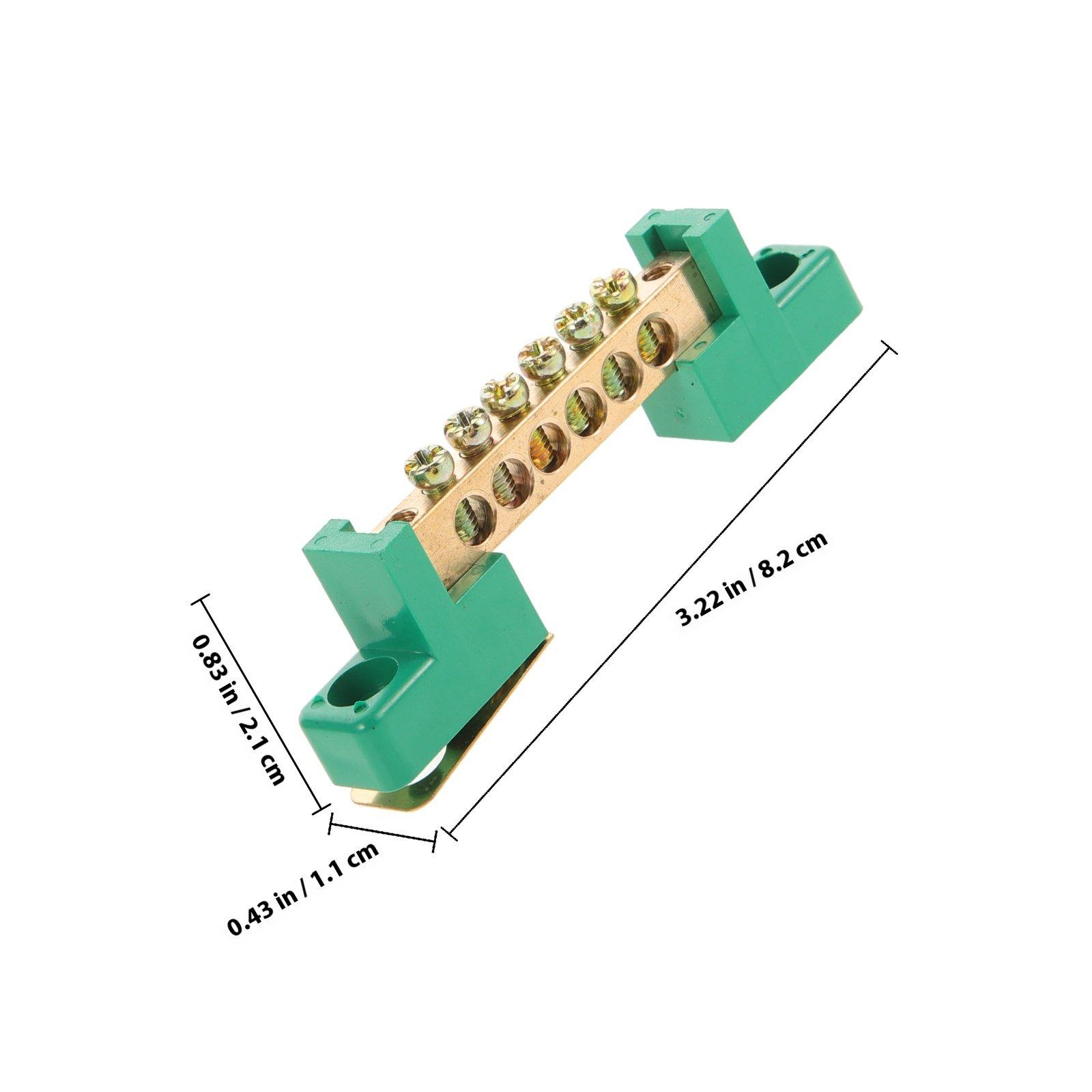 

2Pcs Copper Terminal Blocks Ground Bar 6 Terminal Positions Electrical Grounding Bus Bar Power Distribution Block