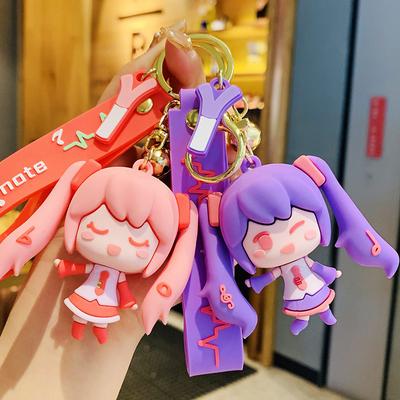 Hatsune Miku Anime Figure Doll Car Keyring - Cute Girl Key Chain Pendant Couple Matching Bag Keyrings Birthday Gift